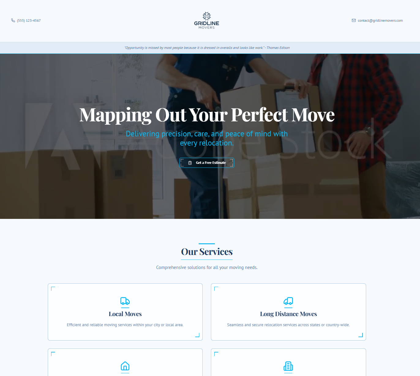 Showcase of the Gridline Movers website